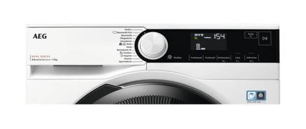 7332543841554_2.jpg AEG TR8T70680 Wärmepumpentrockner Serie 8000 AbsoluteCare® mit Trommelsteuerung (8 kg, Weiß / Schwarz / Weiß)
